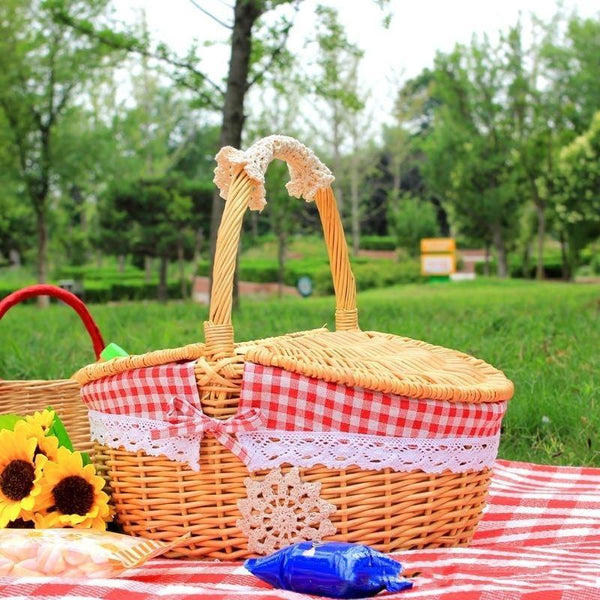 Retro Wicker Outdoor Carry-on Handle Storage Picnic Basket Crafts - funny gifts store