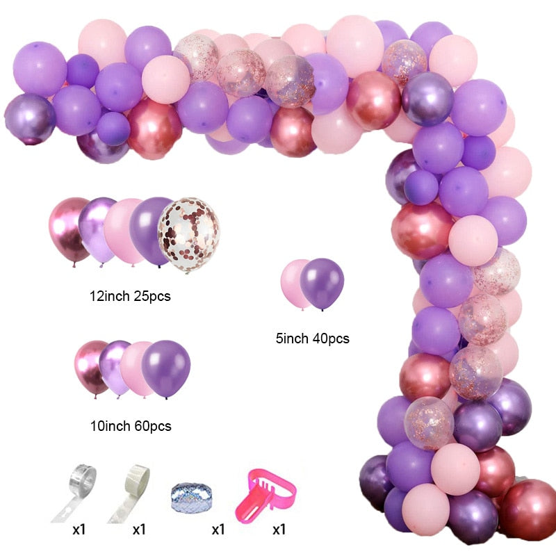 129Pcs/lot Garland Confetti Ballons Arch Chain Birthday Party Decor