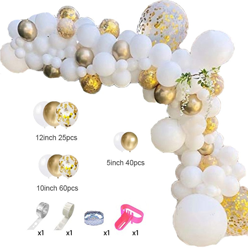 129Pcs/lot Garland Confetti Ballons Arch Chain Birthday Party Decor