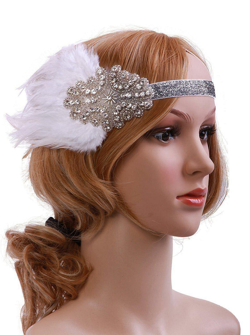 Feather Headband Pearl Necklace HeadWear - funny gifts store