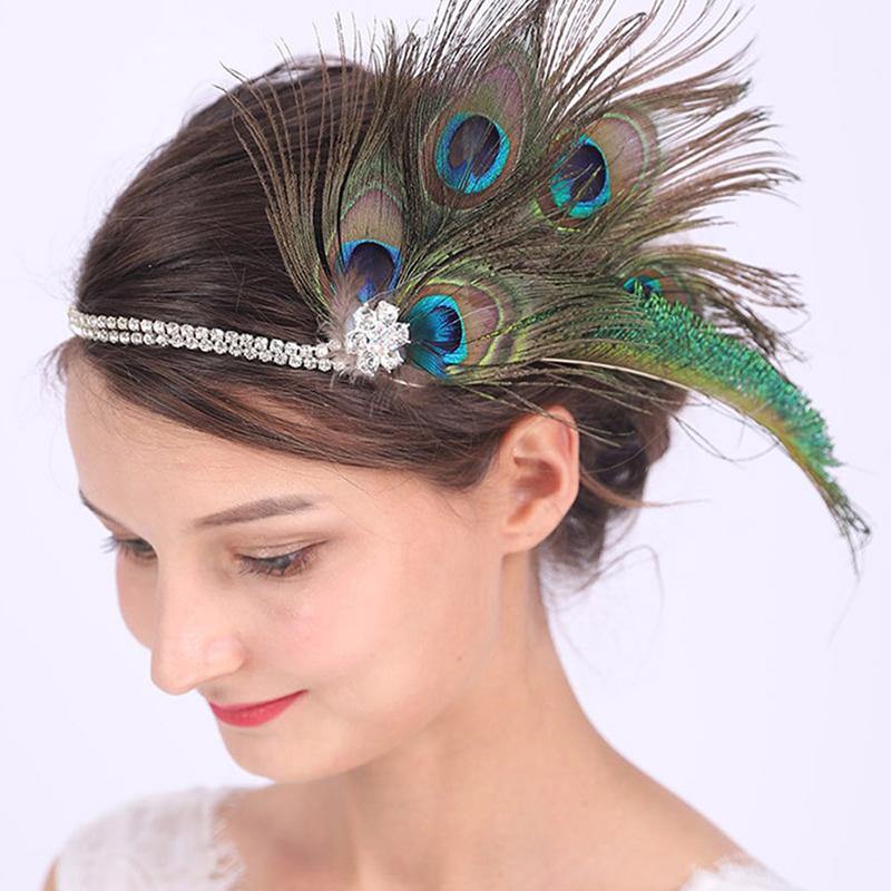 Chic Peacock Feathers Bohemian Wedding HeadWear - funny gifts store