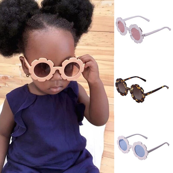 Kids Gril Round Flower Sunglasses