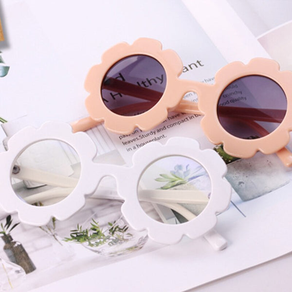 Kids Gril Round Flower Sunglasses