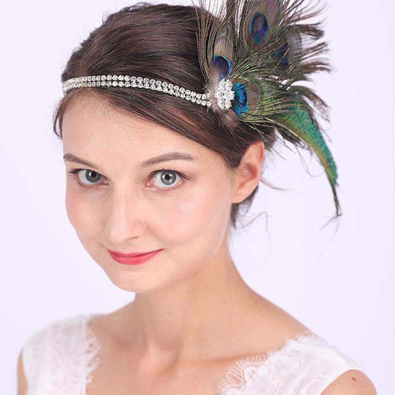 Chic Peacock Feathers Bohemian Wedding HeadWear - funny gifts store