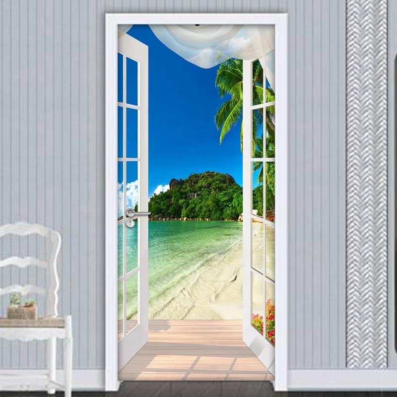 3D Sticker Window Beach Seaside Wall Art - funny gifts store