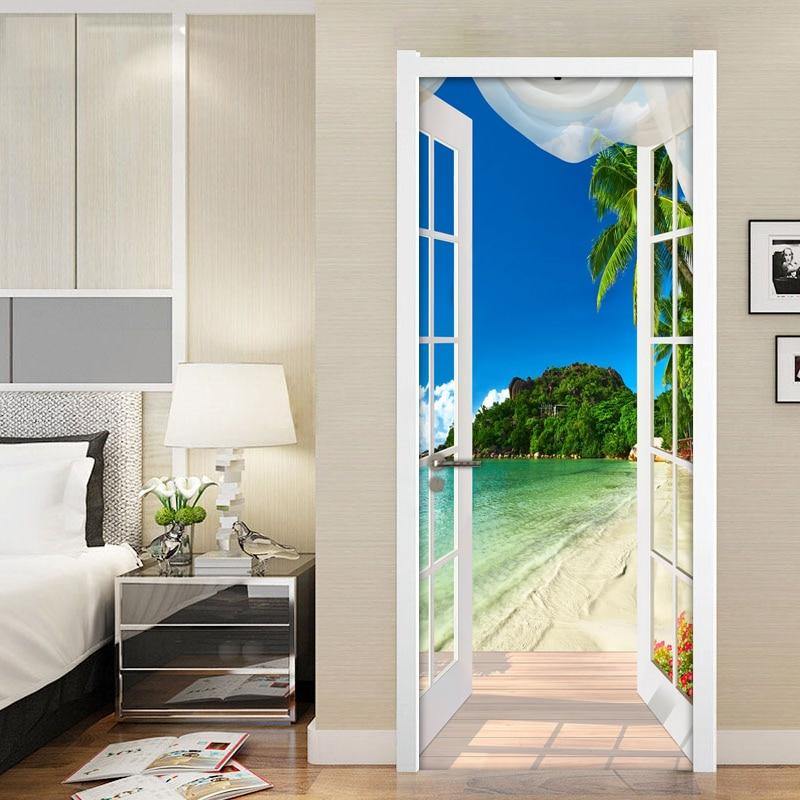 3D Sticker Window Beach Seaside Wall Art - funny gifts store