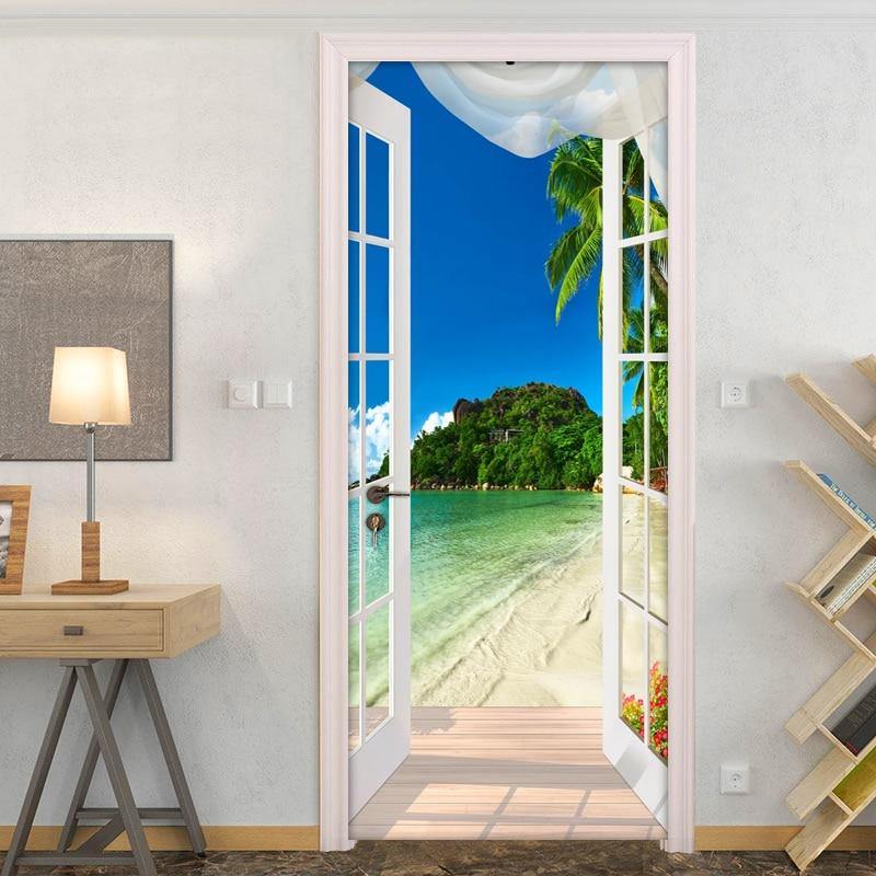 3D Sticker Window Beach Seaside Wall Art - funny gifts store