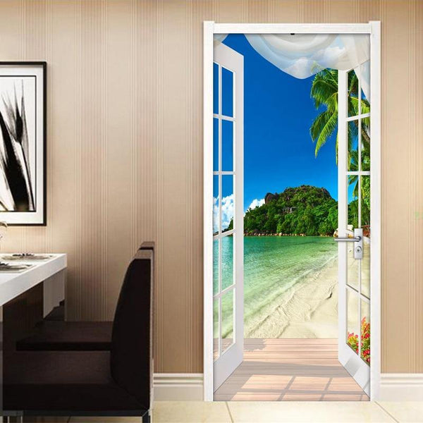 3D Sticker Window Beach Seaside Wall Art - funny gifts store