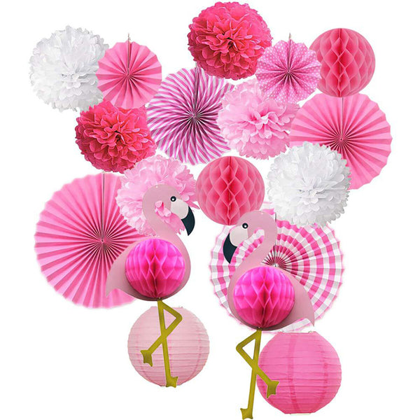 Flamingo Paper Flowers Tissue Paper Party Decoration Set