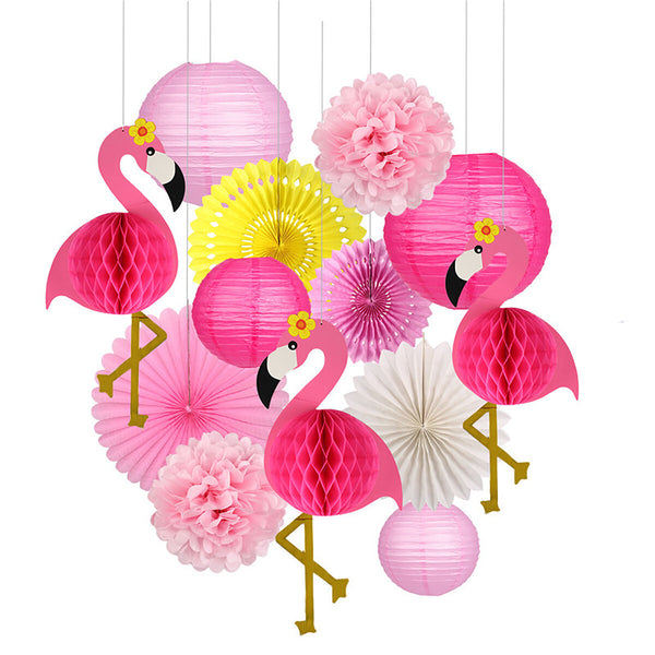 Flamingo Paper Flowers Tissue Paper Party Decoration Set