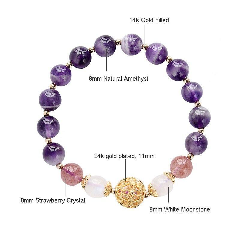 Women Natrual Amethyst Strawberry Crystal Bracelets - funny gifts store