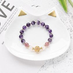 Women Natrual Amethyst Strawberry Crystal Bracelets - funny gifts store