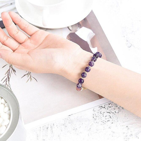 Women Natrual Amethyst Strawberry Crystal Bracelets - funny gifts store