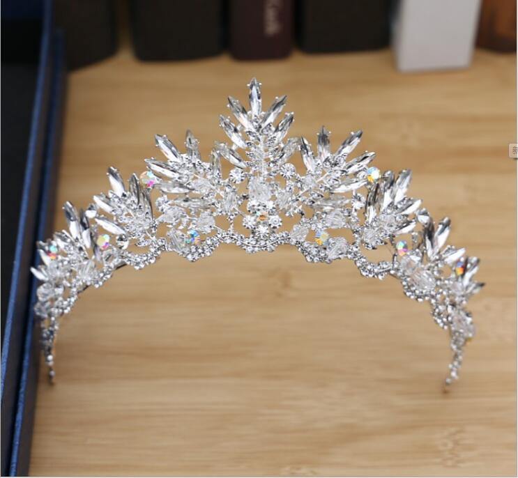 Shiny Party Tiara Clear Crystals King Queen Crown HeadWear - funny gifts store