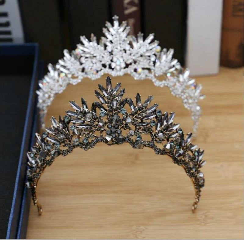 Shiny Party Tiara Clear Crystals King Queen Crown HeadWear - funny gifts store