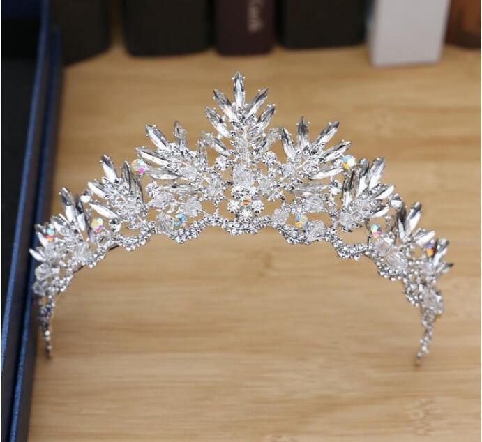 Shiny Party Tiara Clear Crystals King Queen Crown HeadWear - funny gifts store