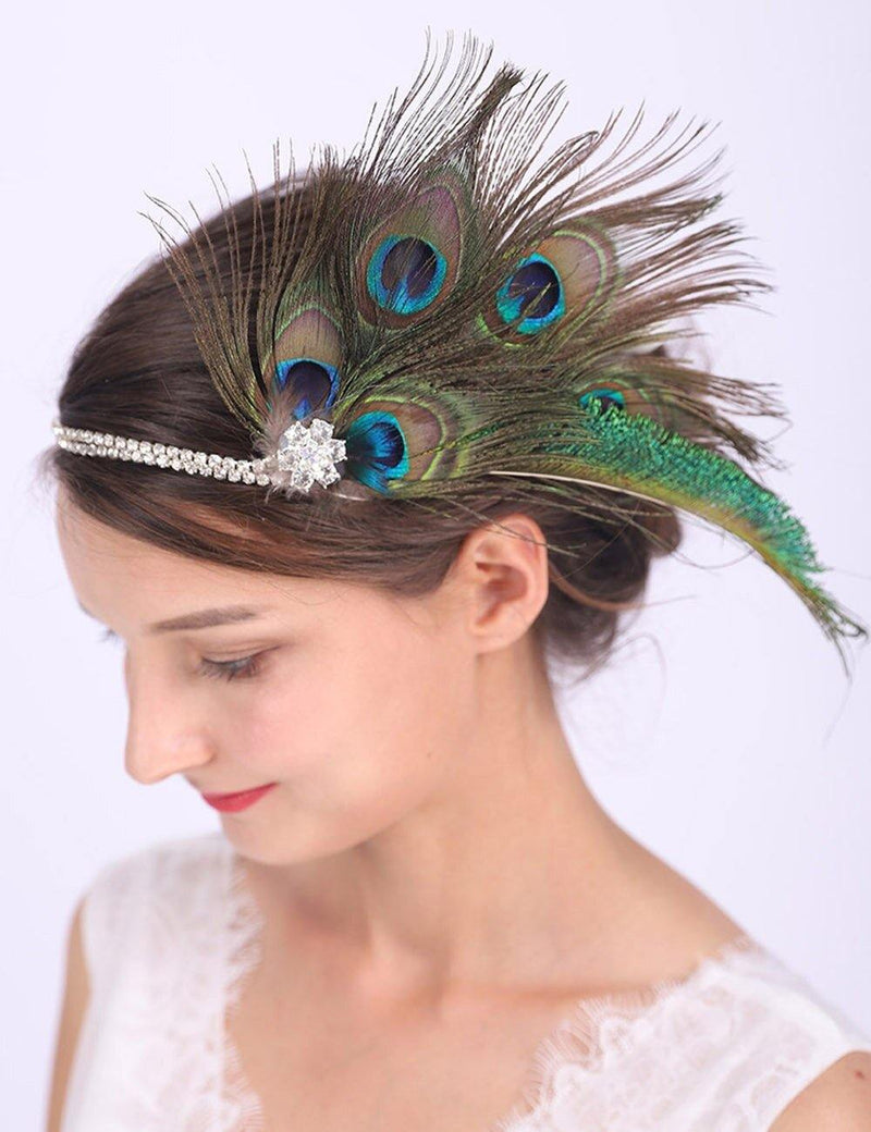 Chic Peacock Feathers Bohemian Wedding HeadWear - funny gifts store