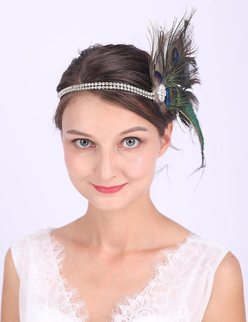 Chic Peacock Feathers Bohemian Wedding HeadWear - funny gifts store