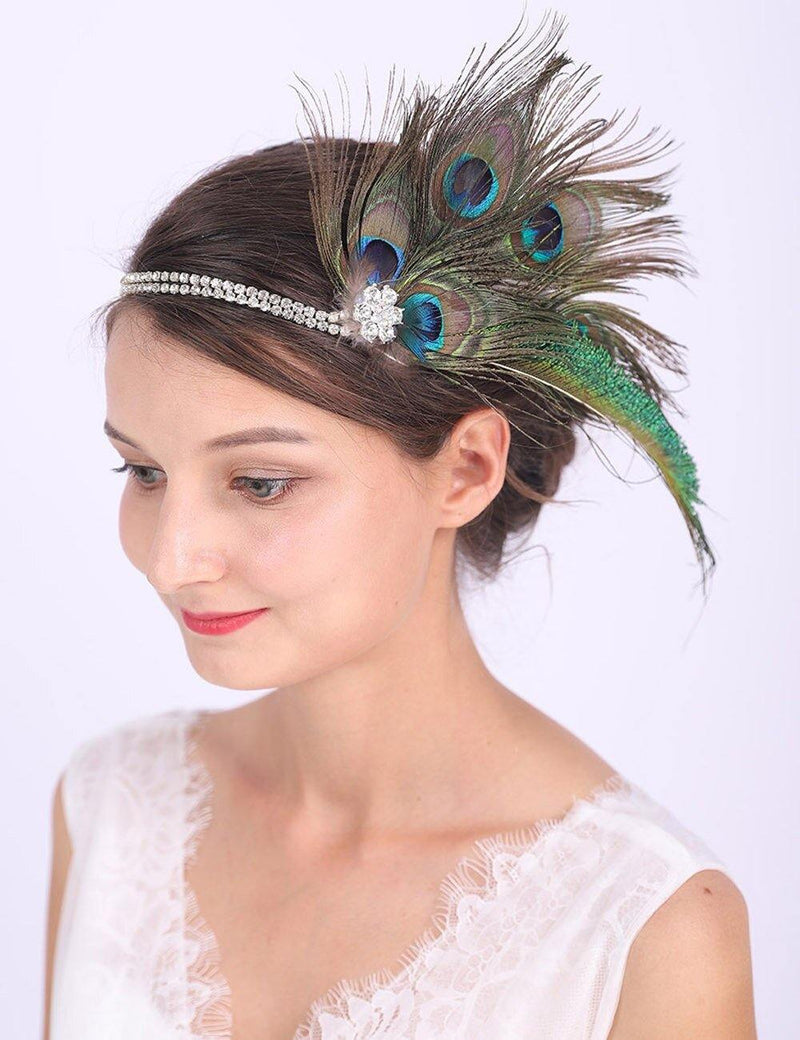 Chic Peacock Feathers Bohemian Wedding HeadWear - funny gifts store