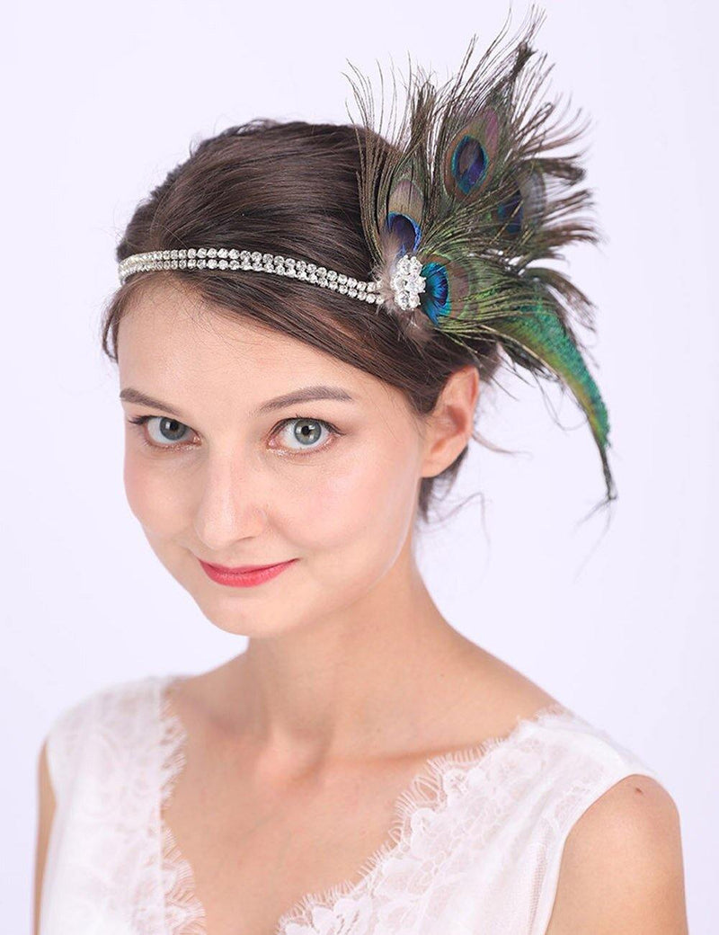 Chic Peacock Feathers Bohemian Wedding HeadWear - funny gifts store