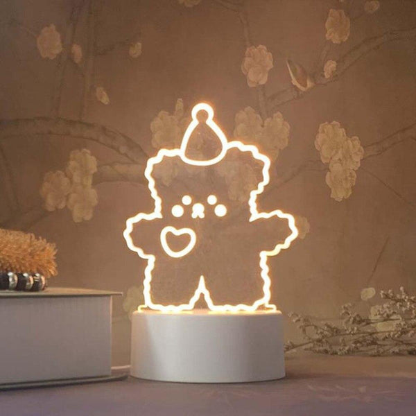 Cute 3D Night Light LED Lovely Bear Dog Table USB - funny gifts store