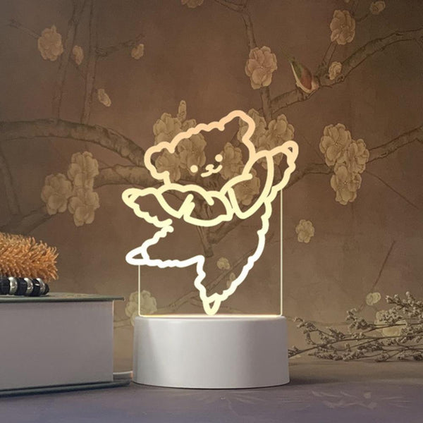 Cute 3D Night Light LED Lovely Bear Dog Table USB - funny gifts store