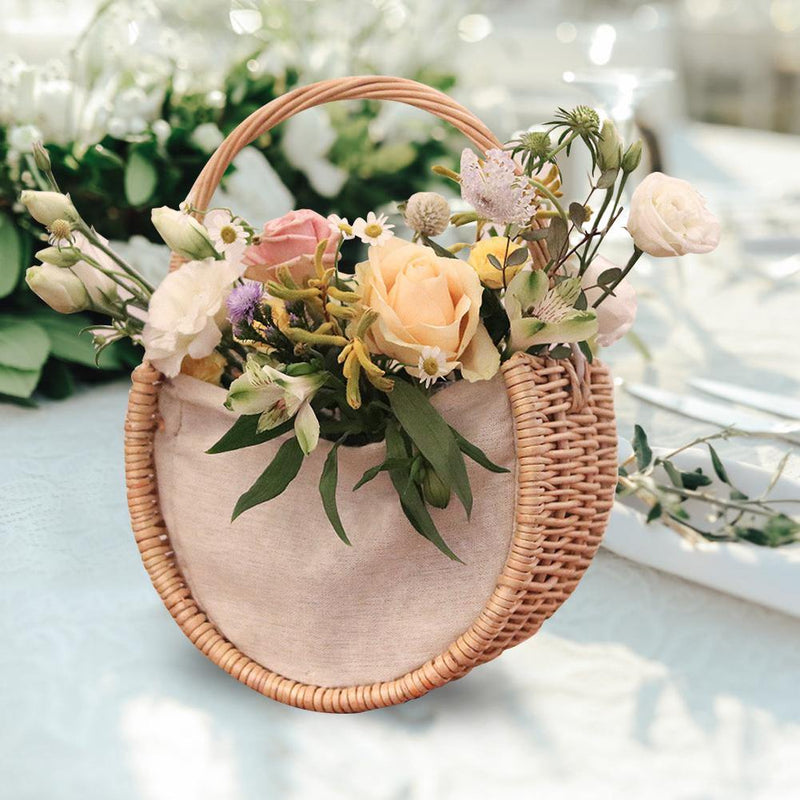 Semi-Circular Portable Basket Artificial FLowers Crafts - funny gifts store