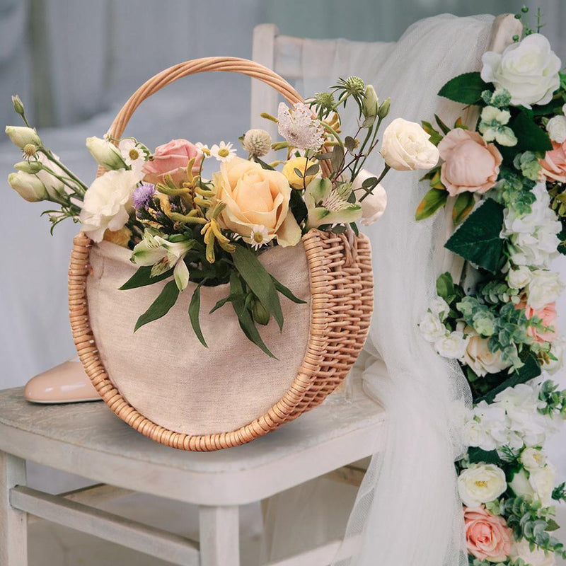 Semi-Circular Portable Basket Artificial FLowers Crafts - funny gifts store