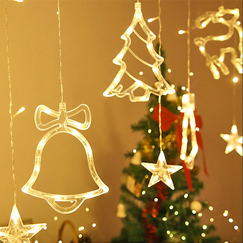 LED Star Bells Deer String Light Birthday Decorations