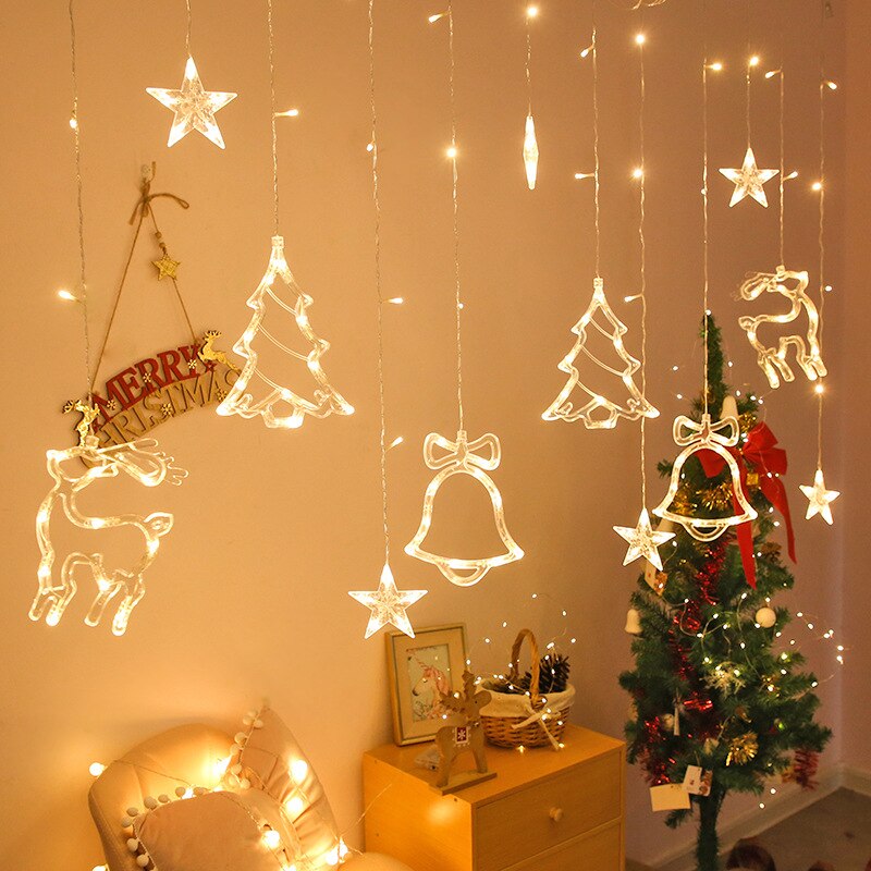 LED Star Bells Deer String Light Birthday Decorations