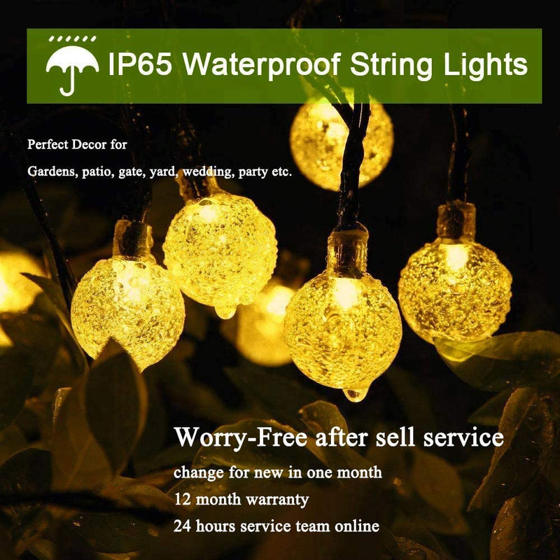 Outdoor LED Solar Lamp Power Crystal Ball  String Fairy Lights