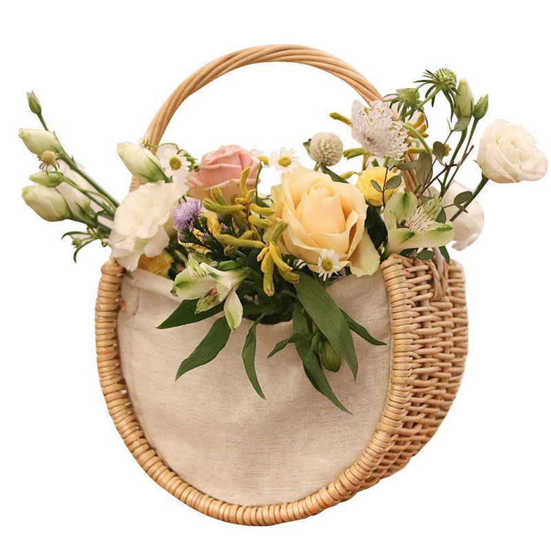 Semi-Circular Portable Basket Artificial FLowers Crafts - funny gifts store