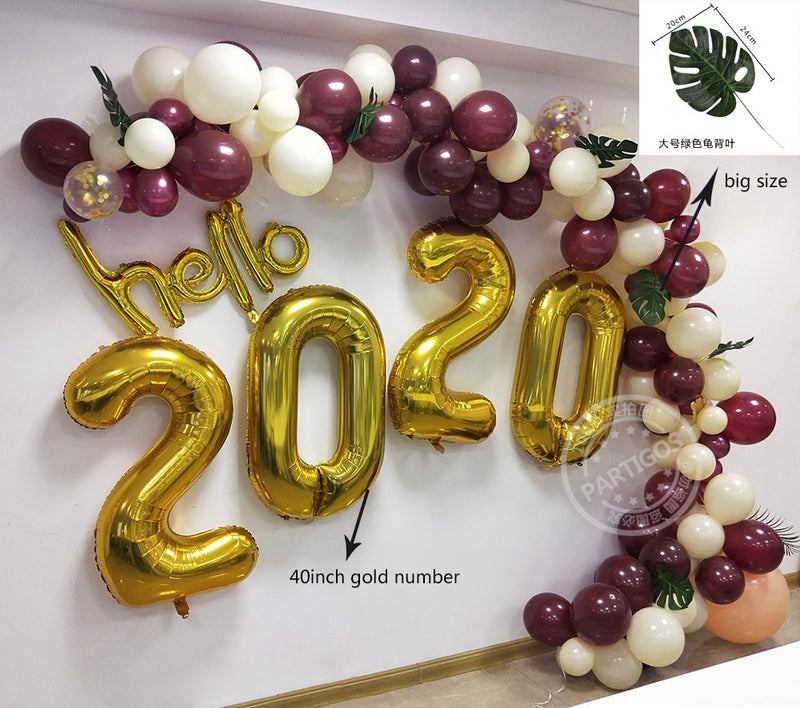 124pcs Pink Gold Burgundy Balloons Garland Birthday Party Decor