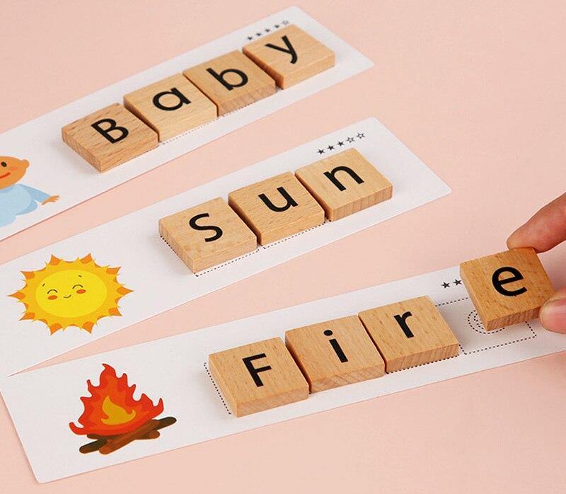 Wooden Alphabet Letter Learning Cards Educational Modle Toy - funny gifts store