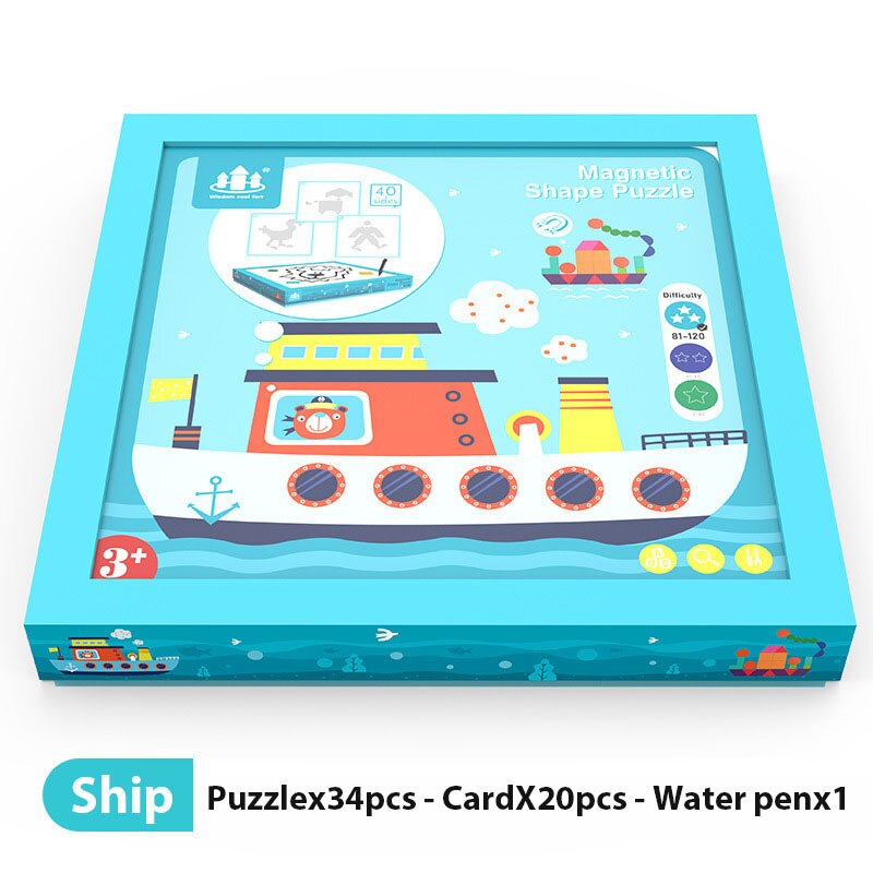 Kids Geometric Shape Magnetic Jigsaw Puzzle Education Modle Toy