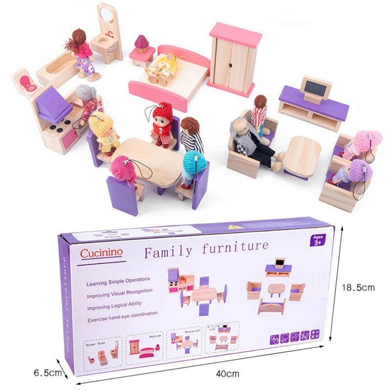 Wooden Dollhouse Furniture Set Educational Modle Toys - funny gifts store