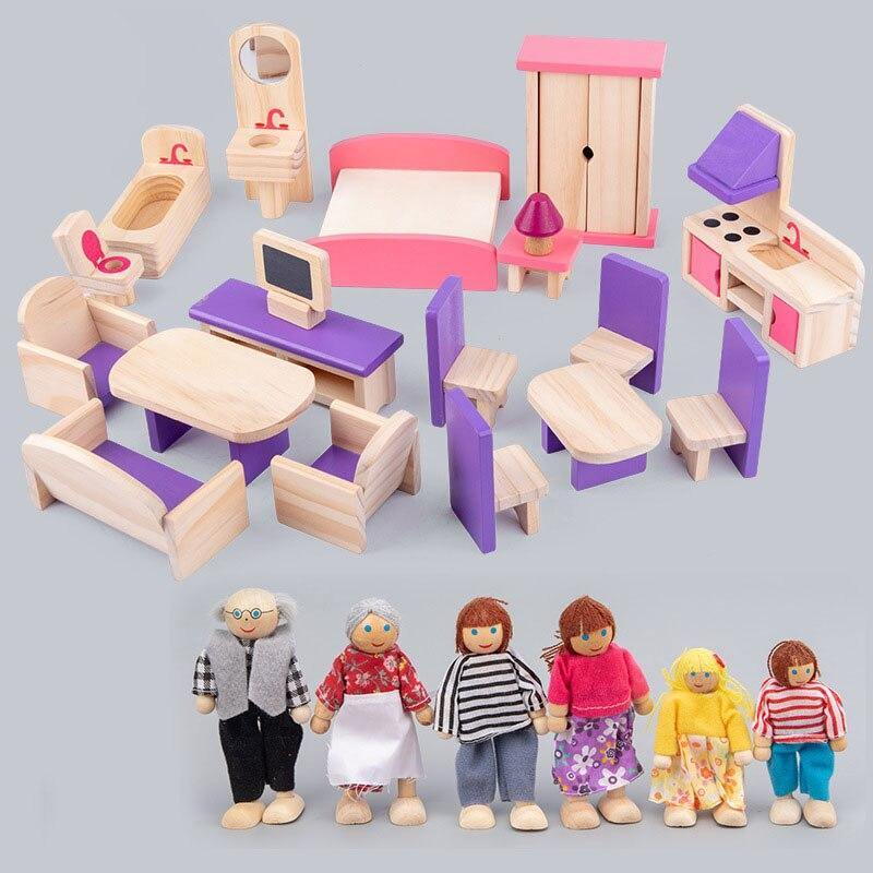 Wooden Dollhouse Furniture Set Educational Modle Toys - funny gifts store