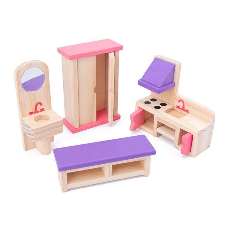 Wooden Dollhouse Furniture Set Educational Modle Toys - funny gifts store