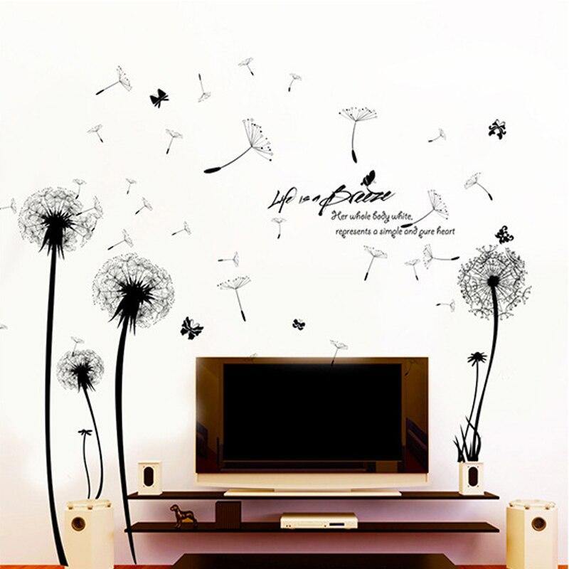 Modern Romantic Dandelion Flying  Decals Bedroom Wall Art - funny gifts store