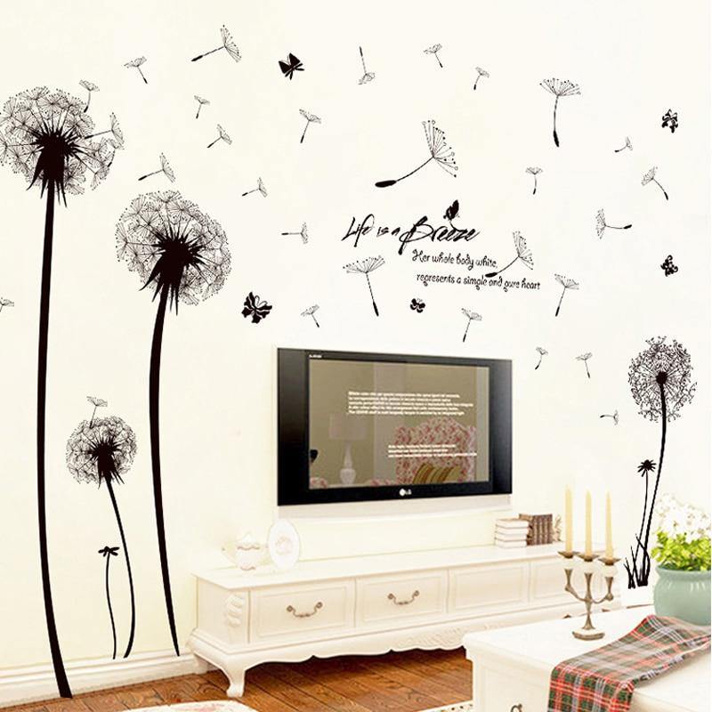 Modern Romantic Dandelion Flying  Decals Bedroom Wall Art - funny gifts store