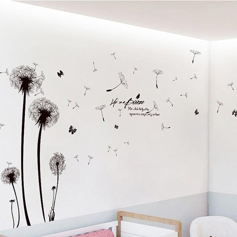 Modern Romantic Dandelion Flying  Decals Bedroom Wall Art - funny gifts store