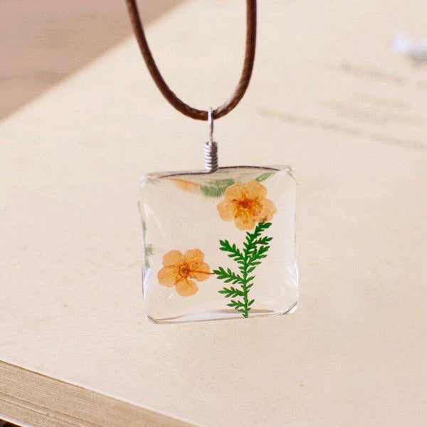 Natural Daffodil Dried Flower Necklace - funny gifts store