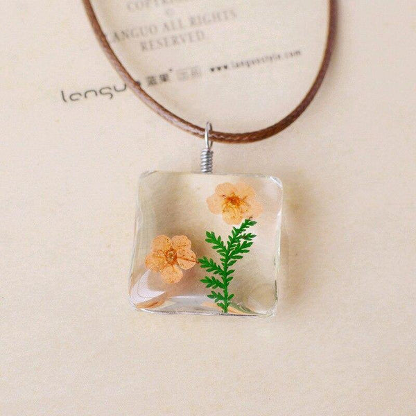 Natural Daffodil Dried Flower Necklace - funny gifts store