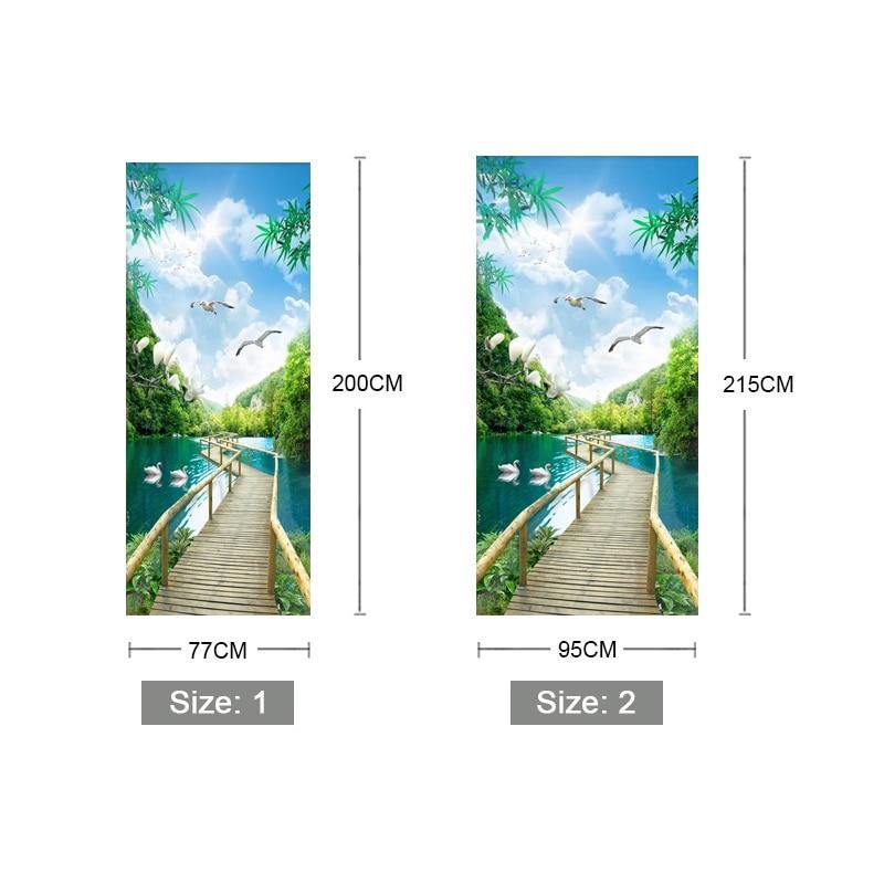 Self Adhesive 3D Door Wallpaper Nature Landscape Wall Art - funny gifts store