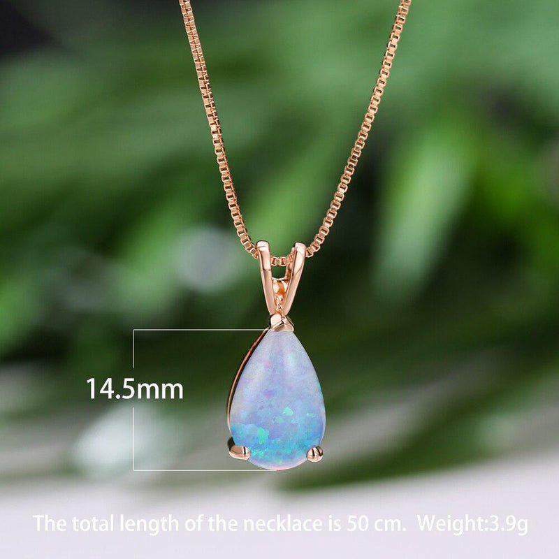 Mystic Blue White Green Fire Opal Necklace - funny gifts store