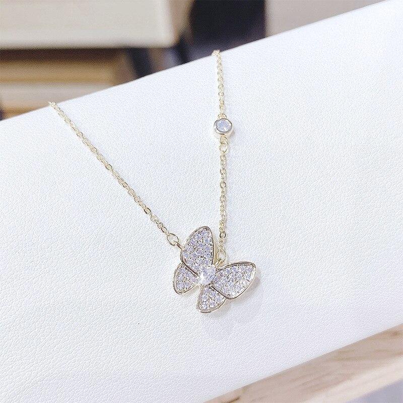 Silver Colour Butterfly Pendant Butterfly Necklace - funny gifts store