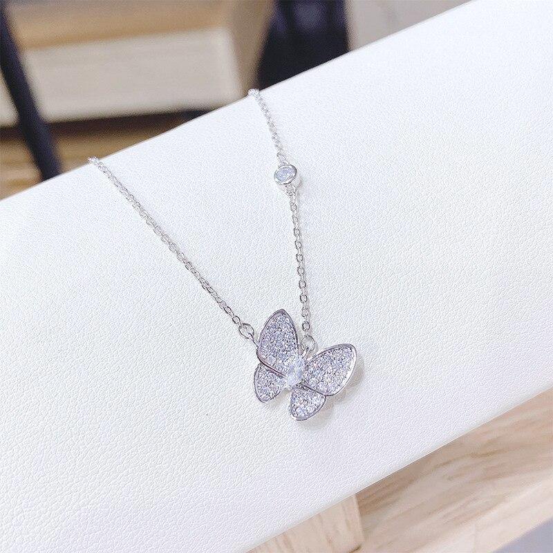 Silver Colour Butterfly Pendant Butterfly Necklace - funny gifts store