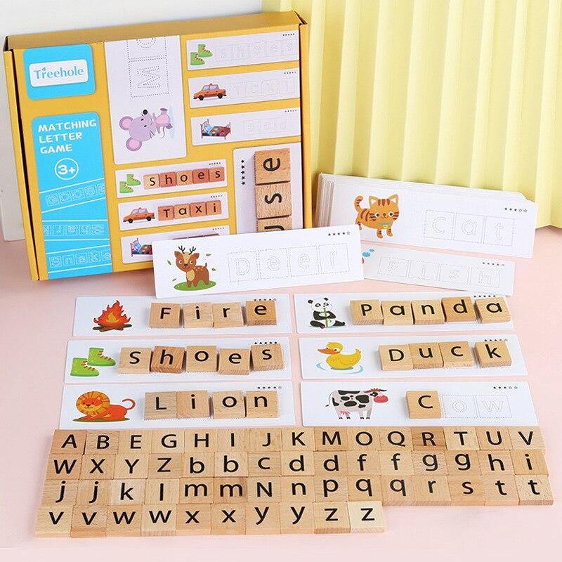 Wooden Alphabet Letter Learning Cards Educational Modle Toy - funny gifts store