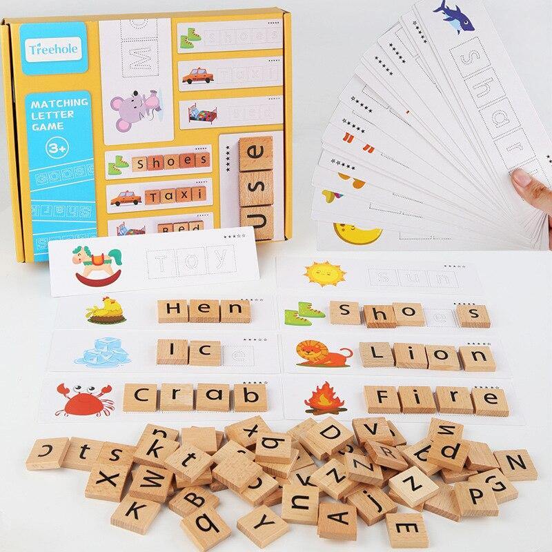 Wooden Alphabet Letter Learning Cards Educational Modle Toy - funny gifts store