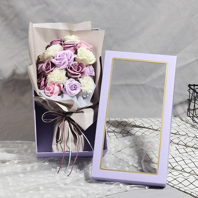 Artificial Rose Scented Soap Flower Gift Box Rose Bouquet Wedding Gift